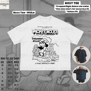 Stor Steamboat Willie-skjorta: Retro Disney Musse Pigg tecknad t-shirt Magic Kingdom T-shirt Steamboat Musse Pigg-skjorta Disneyland-skjorta Boxy Tee - White