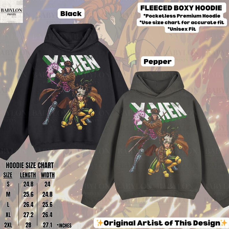 Oversized Gambit and Rogue X-Men Shirt: Marvel Rogue Tee, X-Men Mutant Shirt, Retro X-Men 97 Shirt, X-Men Comic Gambit Rogue Marvel Gift Tee image 7