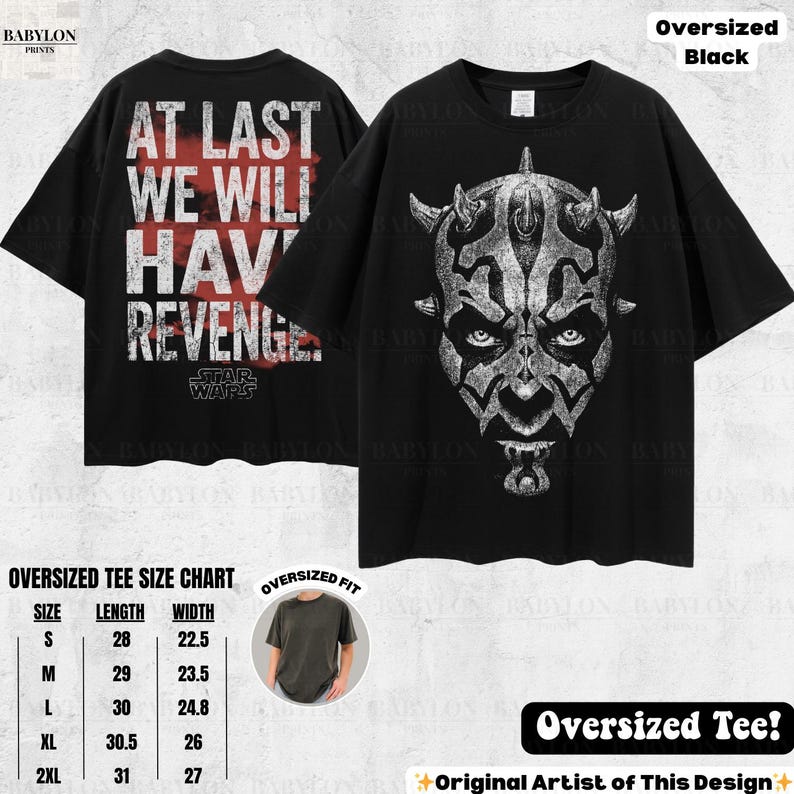 Vintage Darth Maul Star Wars-shirt: Darth Maul Shadow Lord hoodie, Clone Wars-T-shirt, Star Wars Phantom Menace-sweater, Disneyworld-shirt Oversized Tee Black