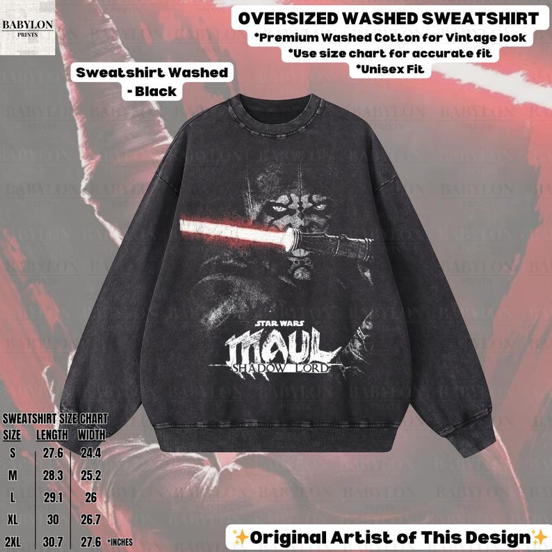 Oversized Darth Maul Shadow Lord Shirt: Star Wars Maul Hoodie, Star Wars Shadow Lord Sweatshirt, Disneyworld Clone Wars Shirt, Maul Gift Sweatshirt - Black