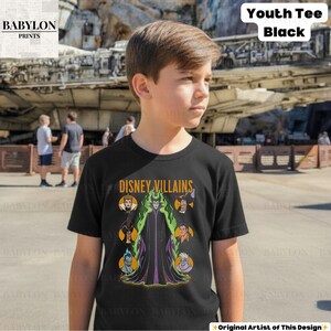 Vintage Disney Villains Shirt: Maleficent Sweatshirt, Retro Evil Queen Jafar Hades Ursula T-Shirt, Disneyworld Villain Shirt, Disney Gifts Youth Tee - Black