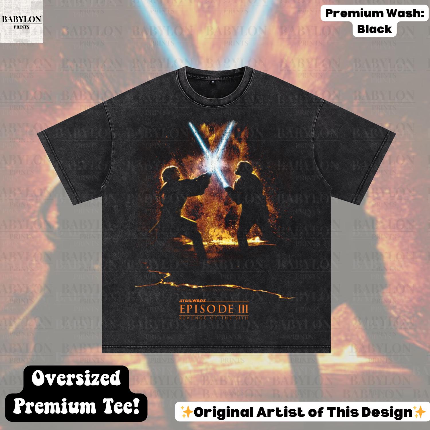 Oversized Revenge of the Sith Duel T Shirt Anakin Skywalker Obi