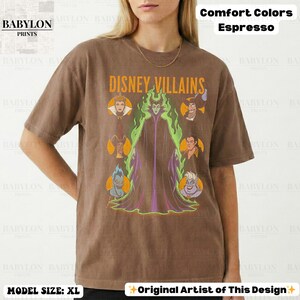Vintage Disney Villains Shirt: Maleficent Sweatshirt, Retro Evil Queen Jafar Hades Ursula T-Shirt, Disneyworld Villain Shirt, Disney Gifts ComfortColorEspresso