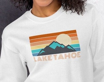 Retro Lake Tahoe Crewneck Sweatshirt - Vintage California Ski / Snowboard Mountain Pullover