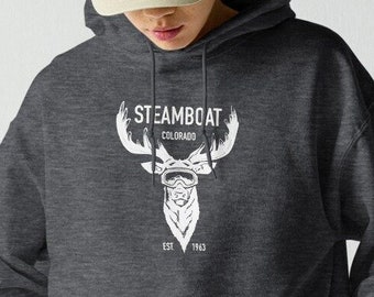 Esquía las pistas con estilo con esta sudadera con capucha Steamboat Springs Colorado - Regalo para esquiadores y practicantes de snowboard