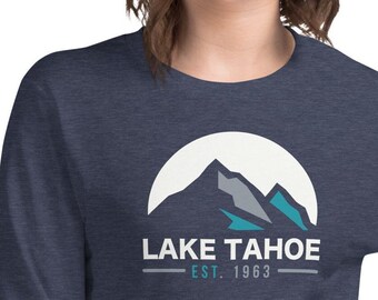 Lake Tahoe Bliss - Camiseta de manga larga con cuello redondo para entusiastas del esquí y el snowboard
