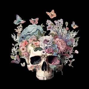 Flowered human skull for digital download.