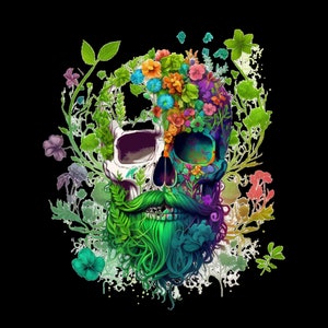 colorful human skull design for digital download.