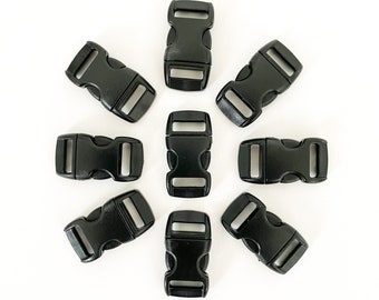 3/8" Black Plastic Side Release Paracord Buckle / Small Dog Collar Buckle / Pet Collar Side Release Buckle