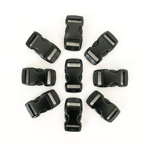 3/8&quot; Black Plastic Side Release Paracord Buckle / Small Dog Collar Buckle / Pet Collar Side Release Buckle