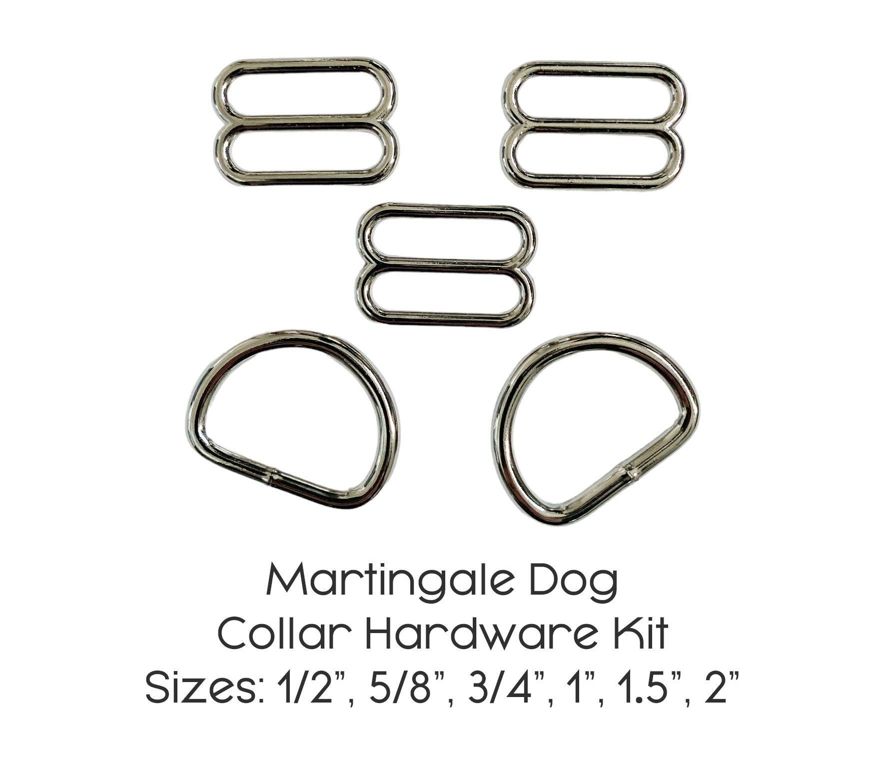 Martingale Dog Collar Hardware Kit, Choose Your Width, Dog Collar