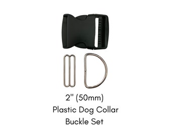 2&quot; (50mm) Plastic Buckle Set / Includes Buckle, Triglide, and D ring / Dog Collar Hardware Kit / Make a Dog Collar