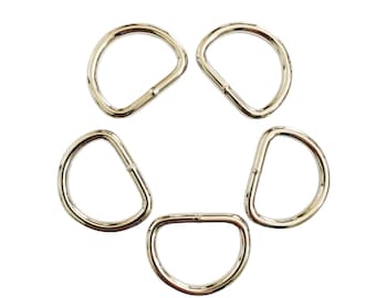 5 PCS - 1" (25mm) Metal Welded D-Ring, Dog Collar Supply, Bag Making Supply, Purse Supply, Belt Hardware