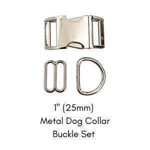 1" (25mm) Metal Buckle Set / Includes Buckle, Triglide, and D ring / Dog Collar Hardware Kit / Make a Dog Collar