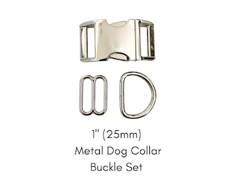 1&quot; (25mm) Metal Buckle Set / Includes Buckle, Triglide, and D ring / Dog Collar Hardware Kit / Make a Dog Collar