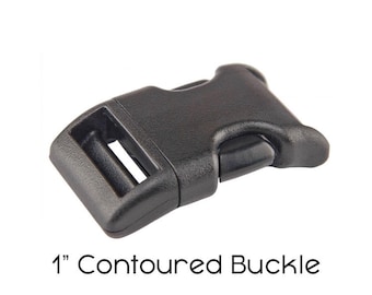 1" (25mm) Black Weinerlock Plastic Side Release Buckle / Contoured Buckle / Dog Collar Hardware / Make a Dog Collar