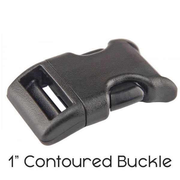 1" (25mm) Black Weinerlock Plastic Side Release Buckle / Contoured Buckle / Dog Collar Hardware / Make a Dog Collar