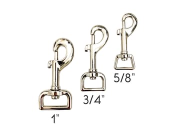 Snap Hooks - 5/8", 3/4", 1", Swivel Bolt Snap Hooks, Dog Leash Hardare, Pet Leash, Nickel Plated