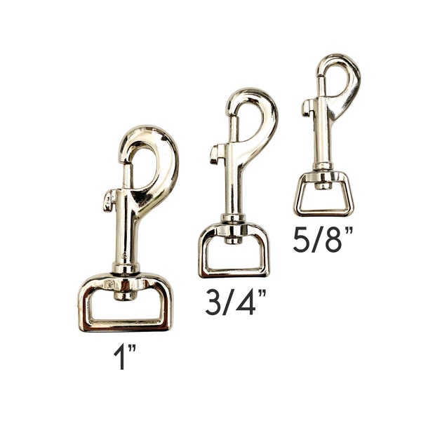 Snap Hooks - 5/8", 3/4", 1", Swivel Bolt Snap Hooks, Dog Leash Hardare, Pet Leash, Nickel Plated