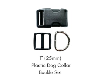 1&quot; (25mm) Plastic Buckle Set / Includes Buckle, Triglide, and D ring / Dog Collar Hardware Kit / Make a Dog Collar