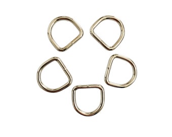 5 PCS - 5/8" (16mm) Metal Welded D-Ring, Dog Collar Supply, Bag Making Supply, Purse Supply, Belt Hardware