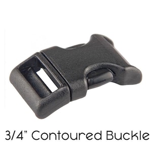 3/4&quot; (19mm) Black Weinerlock Plastic Side Release Buckle / Contoured Buckle / Dog Collar Hardware / Make a Dog Collar