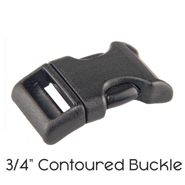 3/4" (19mm) Black Weinerlock Plastic Side Release Buckle / Contoured Buckle / Dog Collar Hardware / Make a Dog Collar