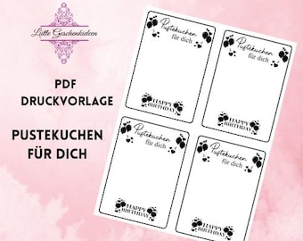 Geschenk PDF, Pustekuchen für Dich,  Druckvorlage PDF Vorlage zum Download Ausdrucken Geschenkkarte Geschenkidee Geschenk Selbstausdrucken