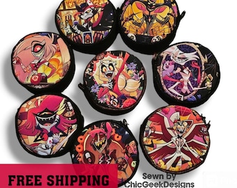 Hell Hotel Mini circle bags, Fandom fun for all, coins bag, small purse, handmade, one of a kind, FREE SHIPPING USA