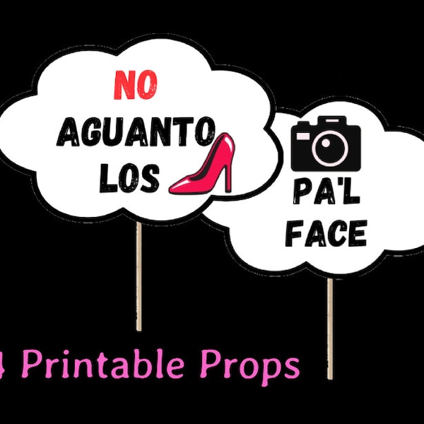 Digital Download Photo Booth Prop Signs and Decorations in Spanish - Accesorios Para fotos - Print & Cut - Minimalist Design - Basic Props