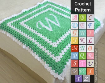 Crochet Pattern Personalized Baby Blanket for Girl, Boy — Alphabet Crochet Pattern — Monogram Baby Blanket — Granny Square Blanket — Afghan