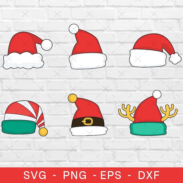 Santa Hat SVG, Christmas hat Svg bundle, Christmas hat Svg, Santa hat png, Santa Claus hat Svg, Cricut files, Xmas clipart, Xmas svg