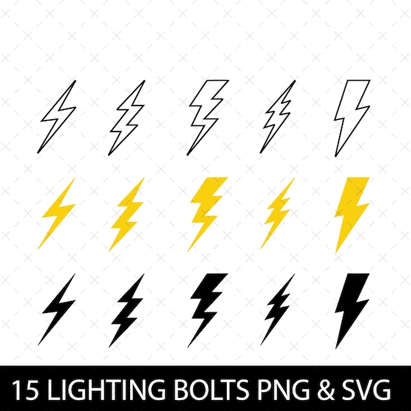Lightning Bolt Svg, Lightning Cricut Cut Files, Lighting Bolt Svg Bundle, Lightning Bolt Png Svg, Svg Files For Cricut, Thunderbolt Clipart