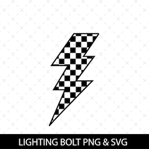 Checkered Lightning Bolt Svg, Checkered Thunder Svg, Squares