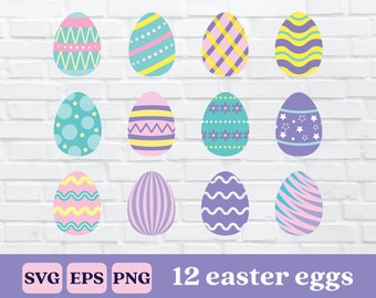 kleurrijke paaseieren svg, Pasen svg-bestanden voor de cricut, svg paasei gesneden bestanden png eps dxf, paaseieren clipart
