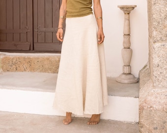 White Cotton Wrap Skirt: Frayed Edge Ceremonial Nomad Clothing