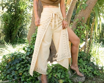 Hippie Flared Pant - Loose Boho Pant - Comfy Pant for Women - Pant with Ethnic Patterns - Earthy Clothing - Alternative Garment