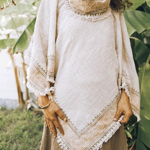Tribal Poncho Hippie Cape Bohemian Women Hoodie Natural Clothing image 6