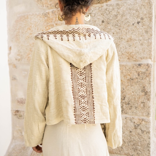 Bohemian Cardigan - Tribal Hoodie for Women - Festival Vest - Natural Clothing