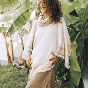 Tribal Poncho Hippie Cape Bohemian Women Hoodie Natural Clothing image 2