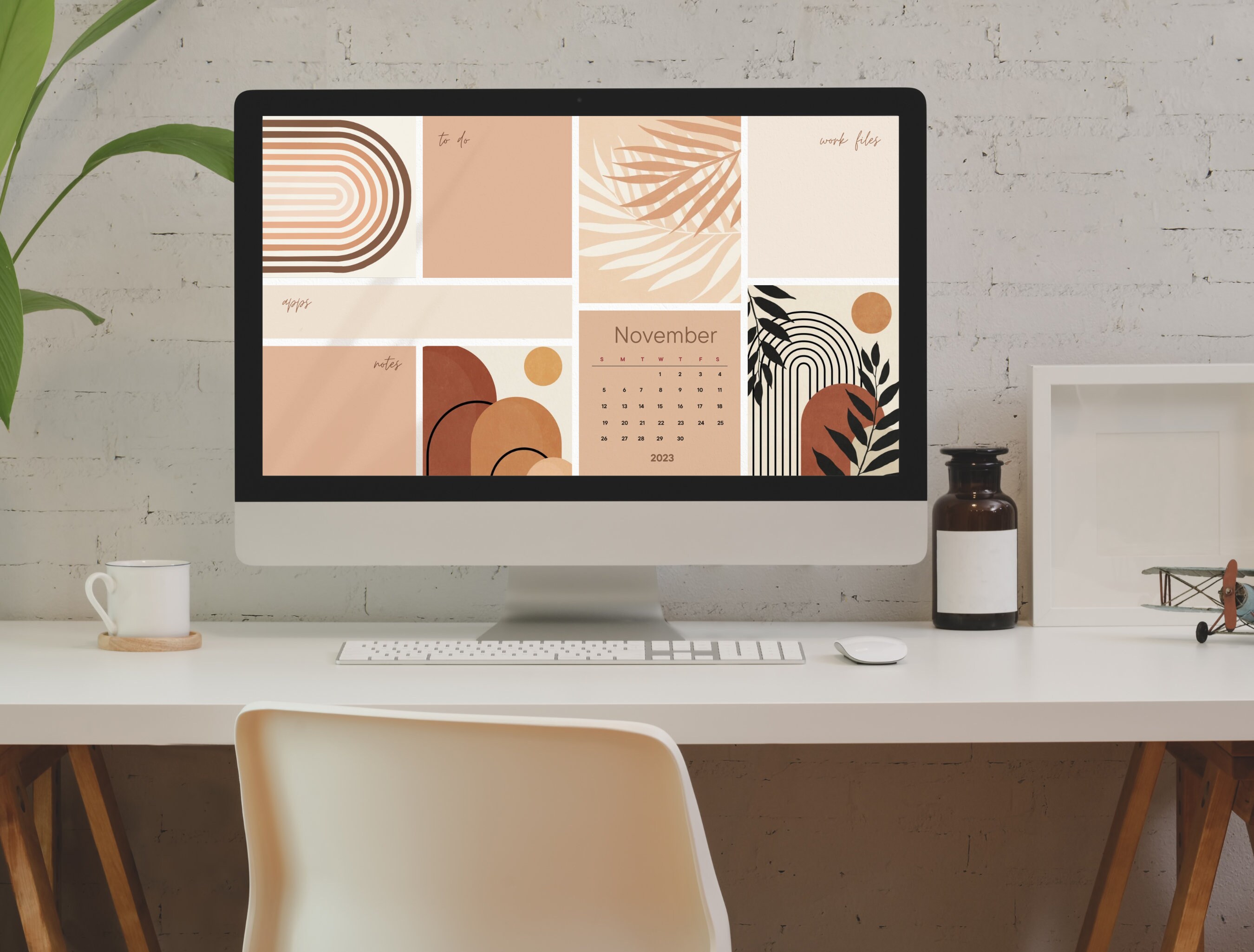 Boho Desktop Wallpaper Calendar 2023 Compatible With All Pc and Laptop