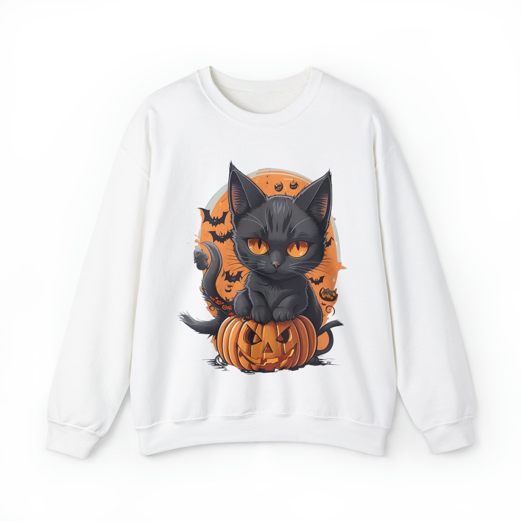 Discover Black Cat on Pumpkin Halloween Jumper Black Cat Sweatshirt Autumn Shirt Jumper Pumpkin Witch Jumper Autumn Sweatshirt