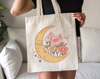 Moon Tote Bag, Natural Beige Tote Bag, La Lune Accessories, Celestial,  Tarot, Shopping Bag