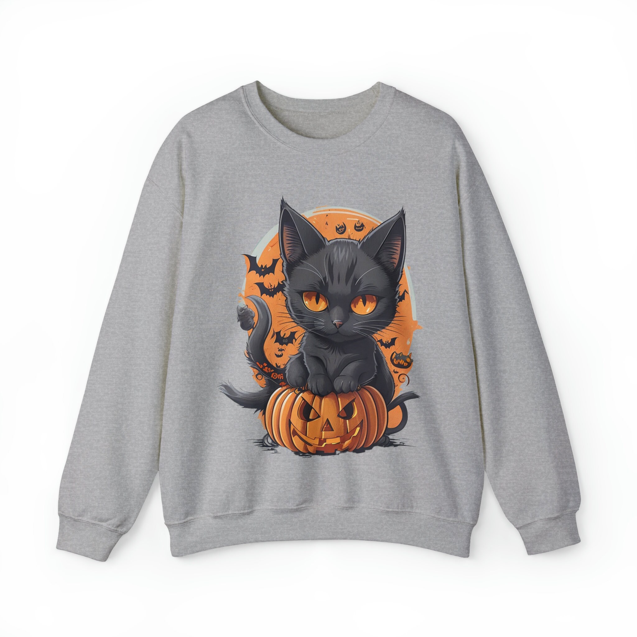 Discover Black Cat on Pumpkin Halloween Jumper Black Cat Sweatshirt Autumn Shirt Jumper Pumpkin Witch Jumper Autumn Sweatshirt