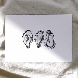 Digital Photo Poster Print Horizontal, Watercolor Oysters, Home decor, Art design, Gift