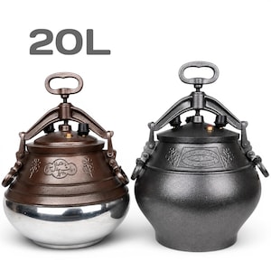 Original Rashko Baba Afghan Kazan 20L – Cast Aluminum Pressure Cooker Cauldron for Pilaf, Plov & Outdoor Cooking
