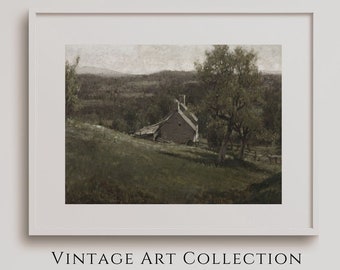 Englische Landschaft Druck Stimmungsvolle Landschaft Kunst rustikale Wanddekor für Bauernhaus Vintage Malerei Digital PRINTABLE