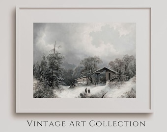 Winter Landscape Snowy Wall Art Décor Cabin Wall Art Vintage Snow on Trees Landscape