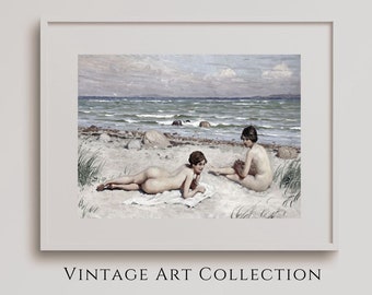 Samsung marco TV arte chicas desnudas en la playa impresión Vintage mujeres desnudas pintura 1900s pared arte chica modelos en la playa pared arte