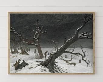 Winter Landscape Painting Rustic Farmhouse Snow Scene Christmas Home Wall Art PRINTABLE Download Snow Painting Winter Wonderland Landscape